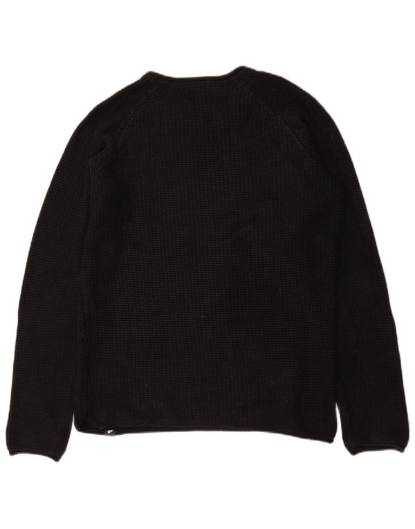 Jack & Jones Ανδρικό πουλόβερ με λαιμόκοψη, μεσαίο μαύρο βαμβακερό
