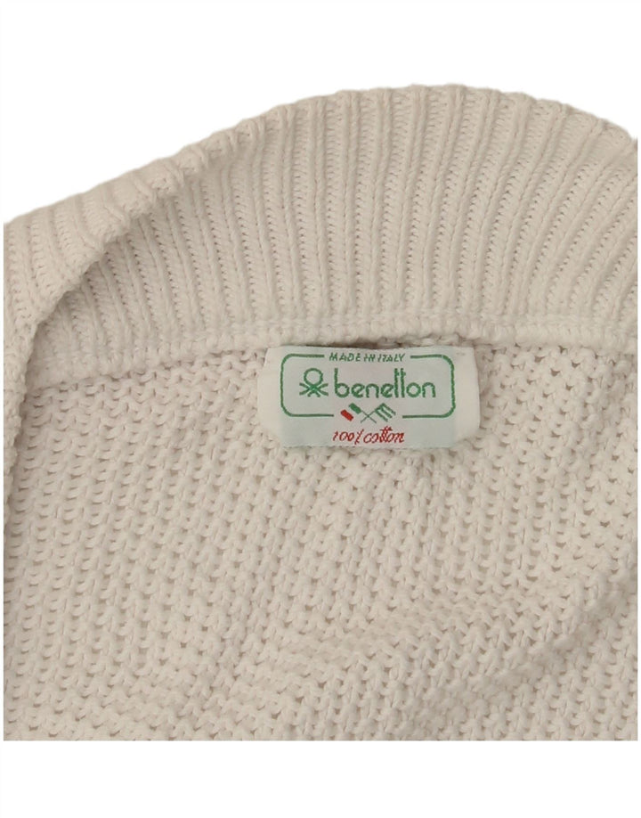 BENETTON Γυναικεία Ζακέτα UK 10 Small White Cotton