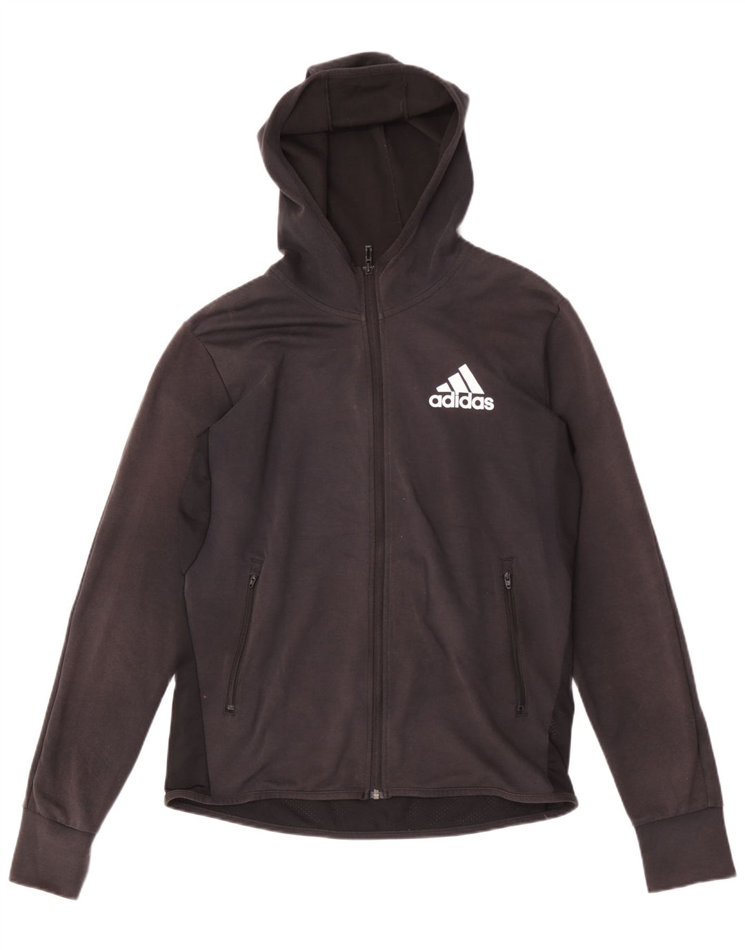 Ανδρικό πουλόβερ με κουκούλα με φερμουάρ Adidas, μεσαίο μαύρο βαμβακερό