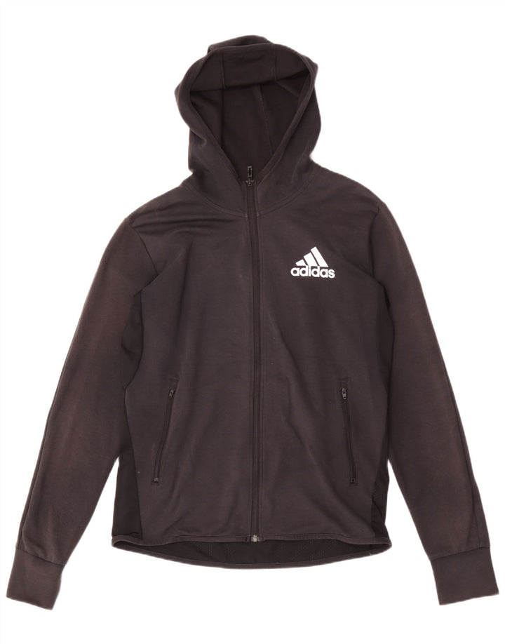 Ανδρικό πουλόβερ με κουκούλα με φερμουάρ Adidas, μεσαίο μαύρο βαμβακερό