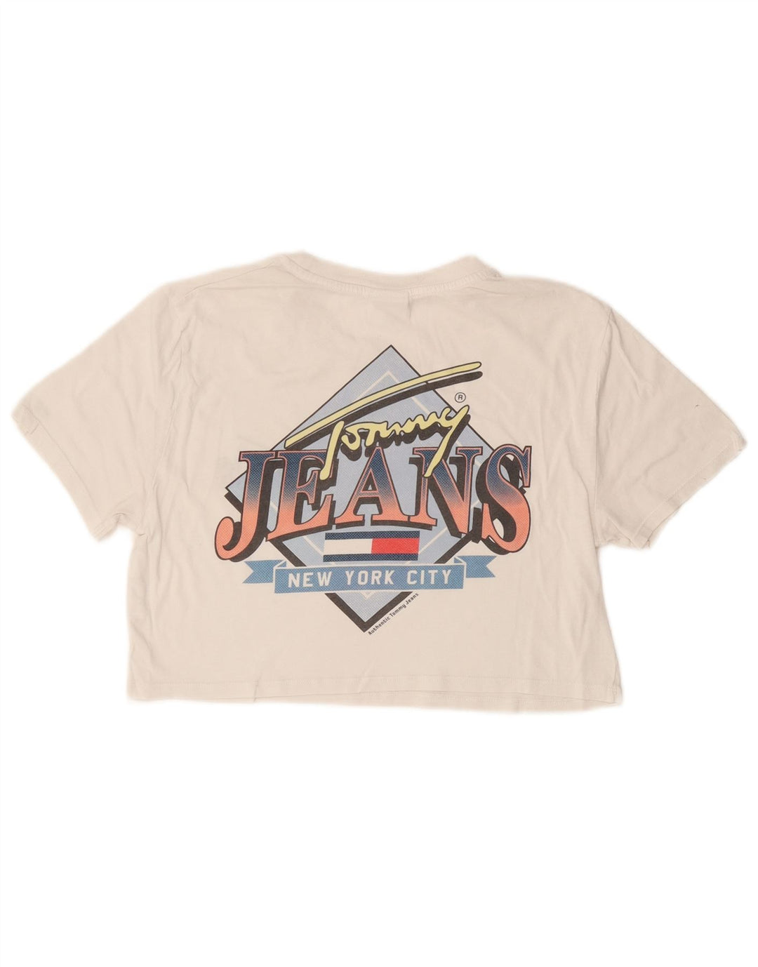 TOMMY HILFIGER Γυναικείο Crop Graphic T-Shirt Top 10 Small White