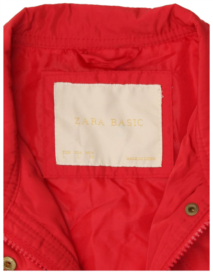 Zara Γυναικεία Καπιτονέ Gilet UK 14 Large Red