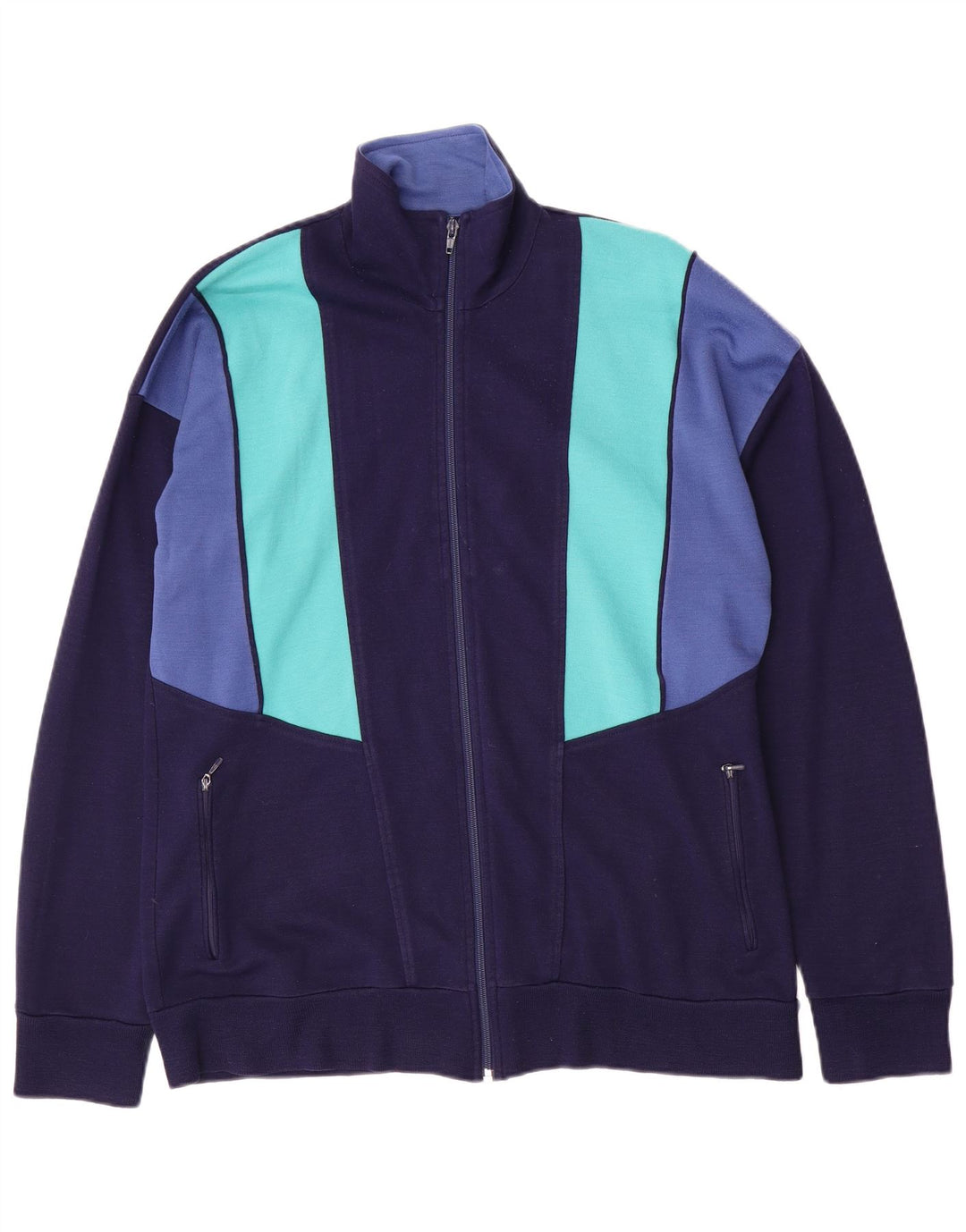 Vintage ανδρική αθλητική φόρμα Top Jacket Large Navy Blue Colourblock