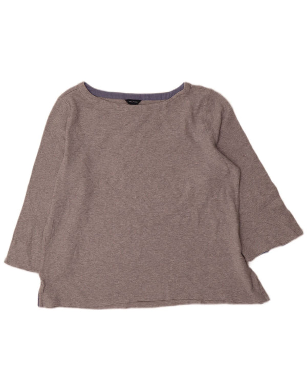 Nautica Γυναικείο Μπλουζάκι 3/4 Μανίκι UK 18 XL Γκρι βαμβακερό
