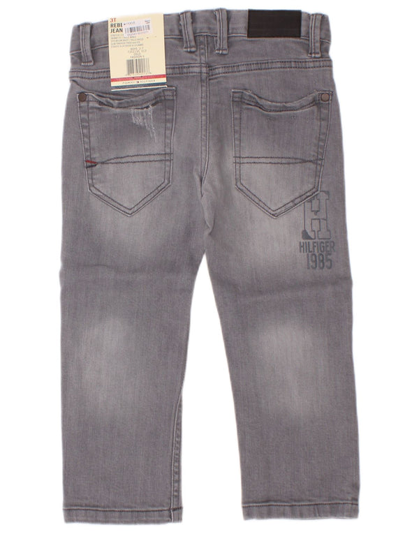 Tommy Hilfiger Boys Distressed Straight Jeans 2-3 ετών W22 L15 Γκρι βαμβακερό
