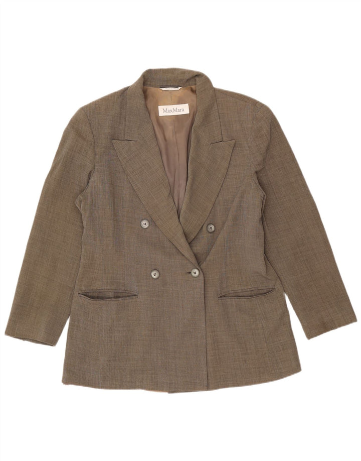 Max Mara γυναικείο διπλό μπουφάν σακάκι UK 16 Large Khaki Virgin Wool