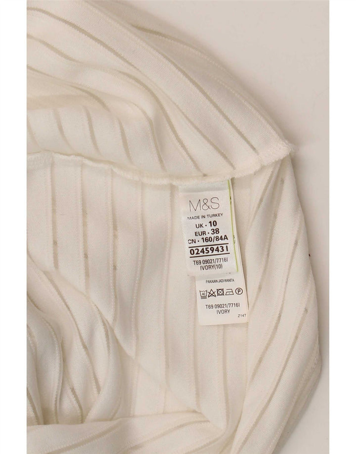 Marks & Spencer Γυναικείο τοπ μακρυμάνικο UK 10 Small White Pinstripe