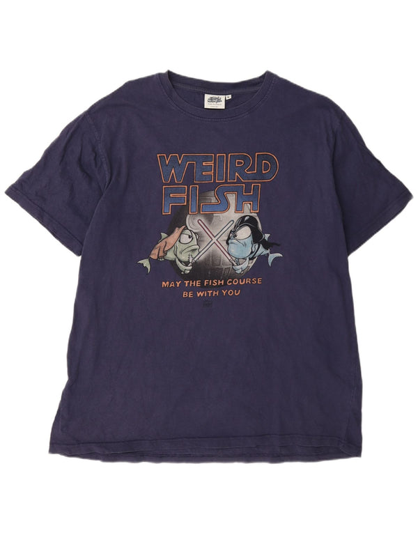 Ανδρικό μπλουζάκι Weird Fish Graphic T-Shirt Top Large Navy Blue από βαμβάκι