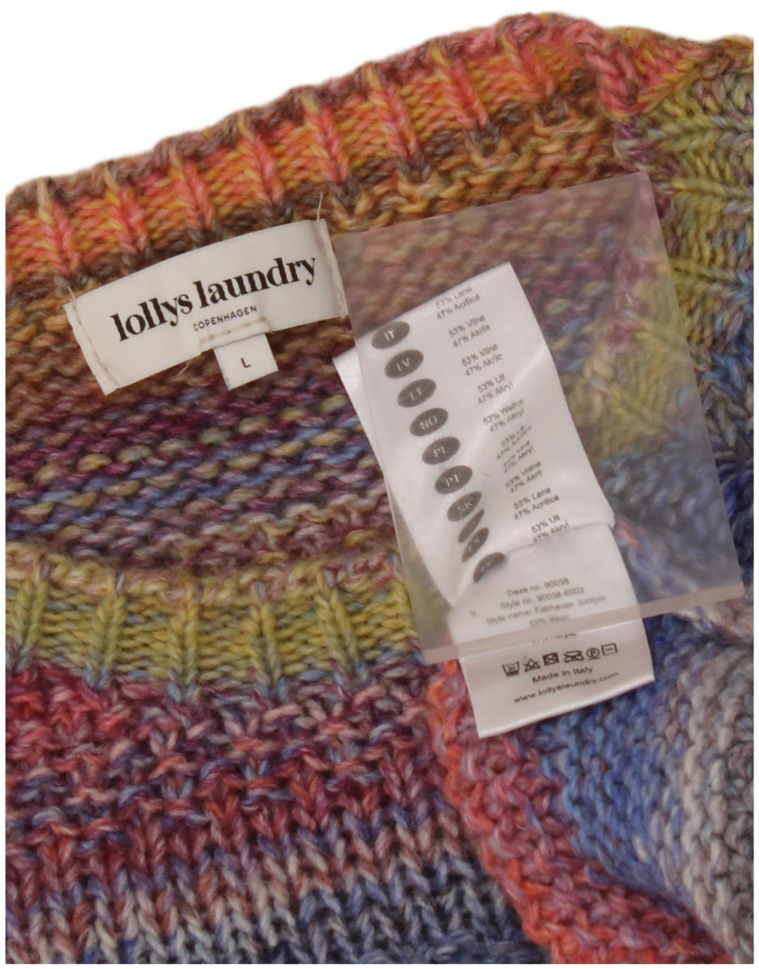 LOLLYS LAUNDRY Γυναικείο πουλόβερ με λαιμόκοψη UK 16 μεγάλο πολύχρωμο