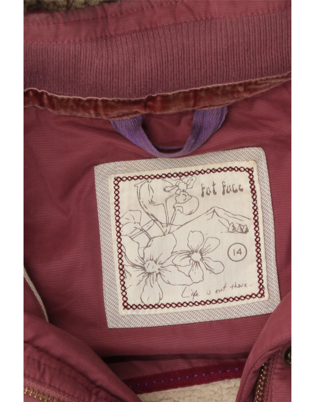 Fat Face Γυναικεία κουκούλα με επένδυση Gilet UK 14 Μεγάλος πολυεστέρας μπορντό