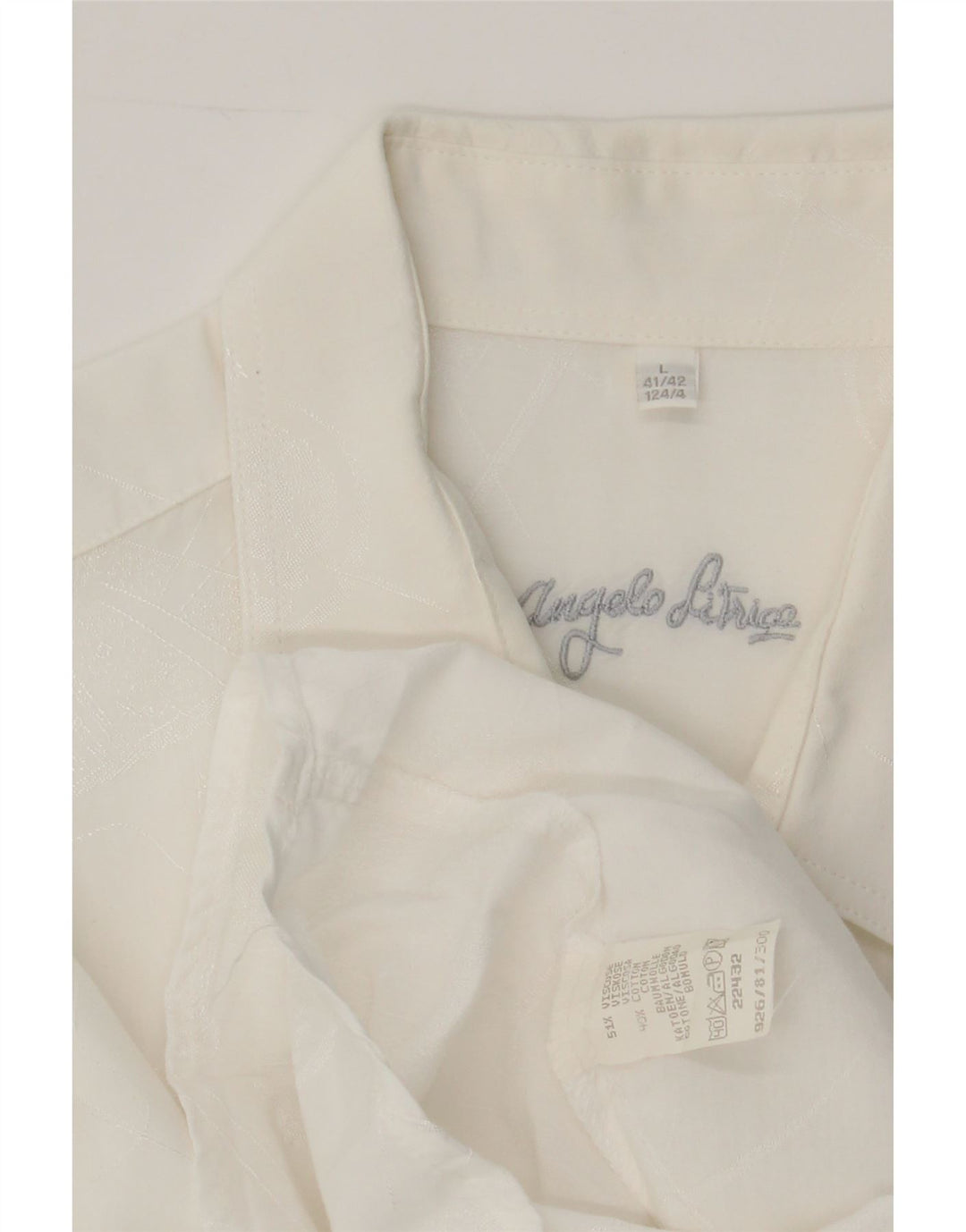 ANGELO LITRICO Mens Shirt Size 41/42 Large Off White Viscose Vintage Angelo Litrico and Second-Hand Angelo Litrico from Messina Hembry 