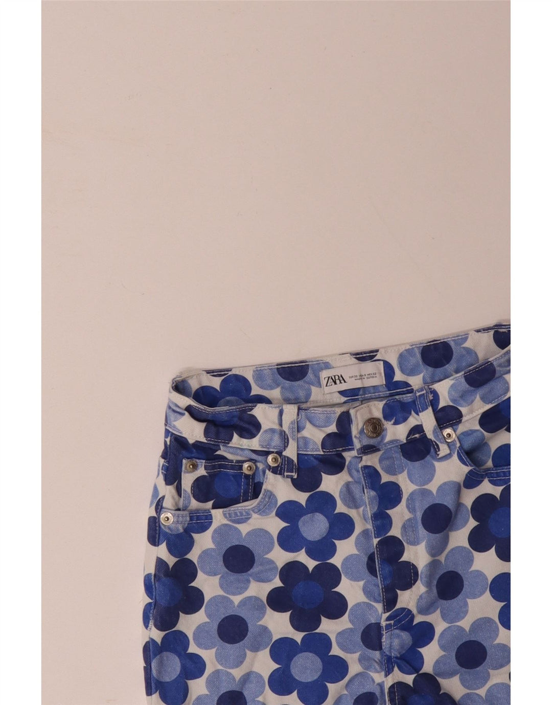 ZARA Γυναικείο Straight Jeans EU 32 2XS W22 L28 Blue Floral