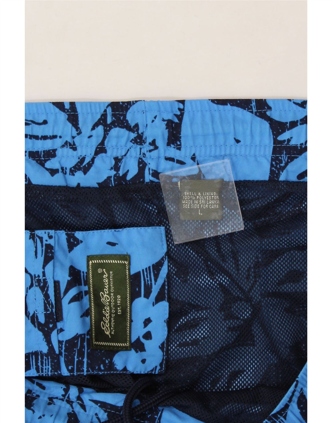 EDDIE BAUER Mens Swimming Shorts Large Blue Floral Polyester Vintage Eddie Bauer and Second-Hand Eddie Bauer from Messina Hembry 