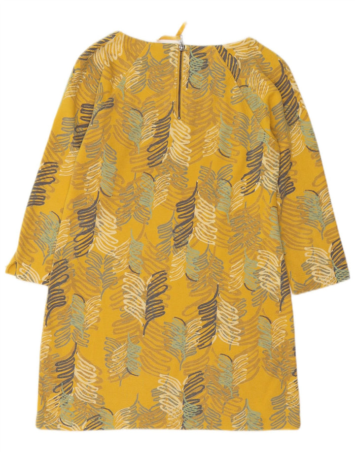 WHITE STUFF Γυναικείο φόρεμα 3/4 με μανίκια UK 10 Small κίτρινο λουλουδάτο βαμβακερό