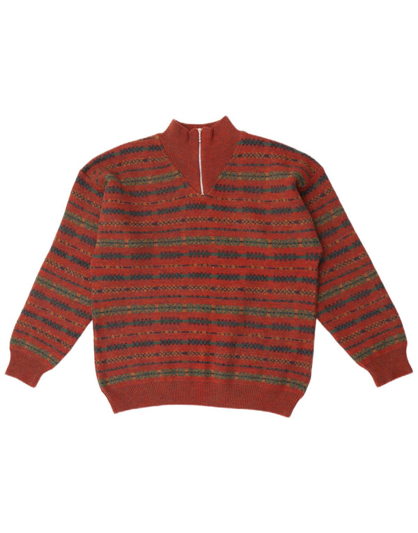 Ανδρικό πουλόβερ με φερμουάρ Mexx Large Maroon Fair Isle