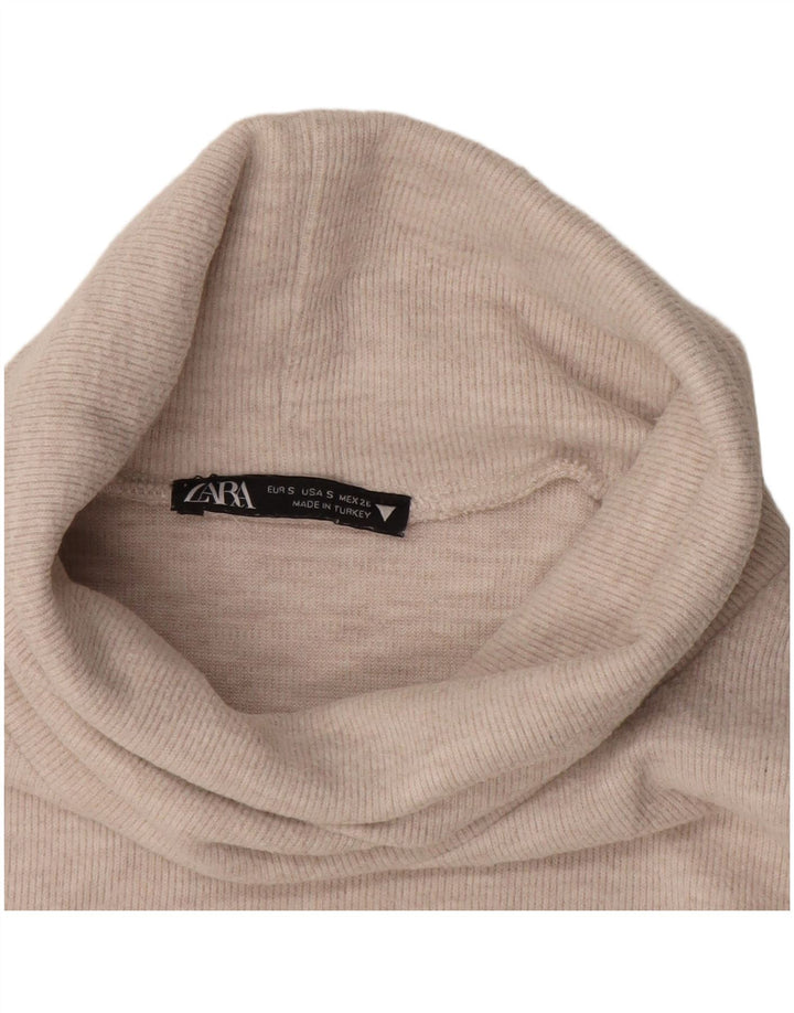 Zara Γυναικεία αμάνικη μπλούζα με ρολό τοπ UK 10 Small White