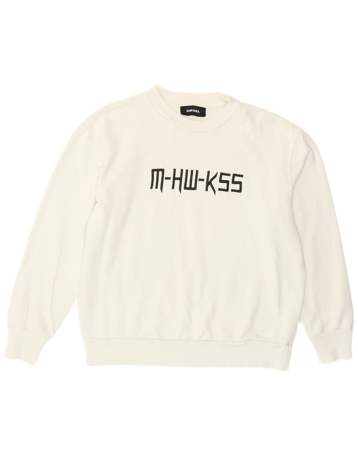 Diesel Ανδρικό γραφικό φούτερ Jumper Μικρό λευκό βαμβακερό