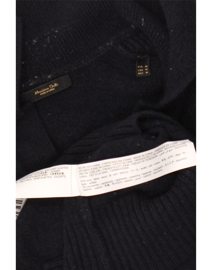 MASSIMO DUTTI Γυναικείο πουλόβερ με λαιμόκοψη πόλο UK 14 μεσαίου μπλε μαλλί