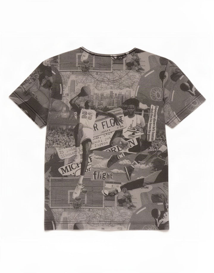 Jordan Boys Graphic T-Shirt Top 10-11 Years Medium Grey Patchwork Βαμβακερό