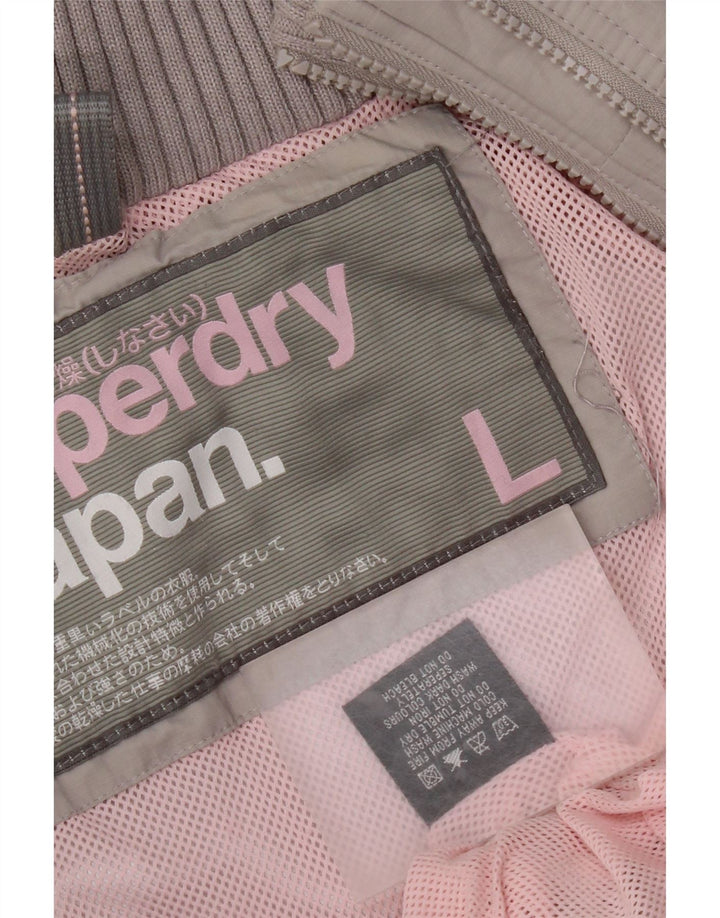 Superdry γυναικείο μπουφάν με κουκούλα αντιανεμικό UK 16 μεγάλο γκρι νάιλον