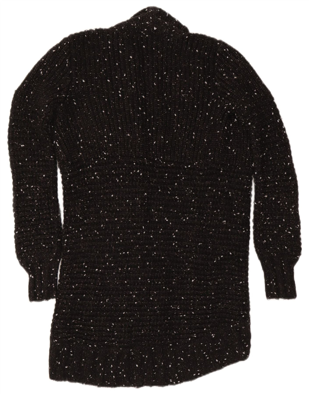 Gaudi Γυναικείο Longline ανοιχτό πουλόβερ ζακέτα UK 10 Small Black Flecked Nylon