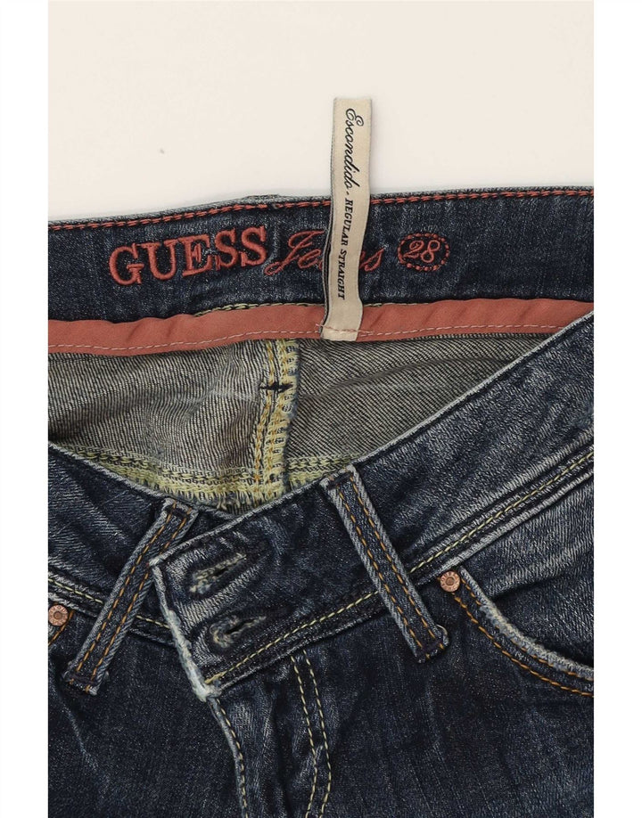 Guess Womens Regular Straight Jeans W28 L27 Navy Blue Cotton