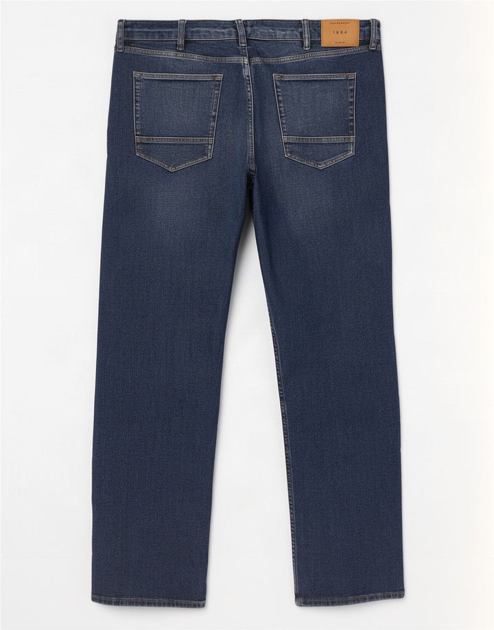 Ανδρικό τζιν κανονικό ίσιο Marks & Spencer W42 L31 Navy Blue Cotton