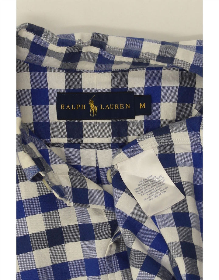Ανδρικό κοντομάνικο πουκάμισο Ralph Lauren, μεσαίο μπλε βαμβακερό Gingham