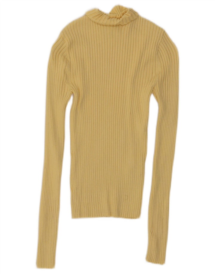 Zara Γυναικείο Crop Top Μακρυμάνικο UK 8 Μικρή Κίτρινη Βισκόζη