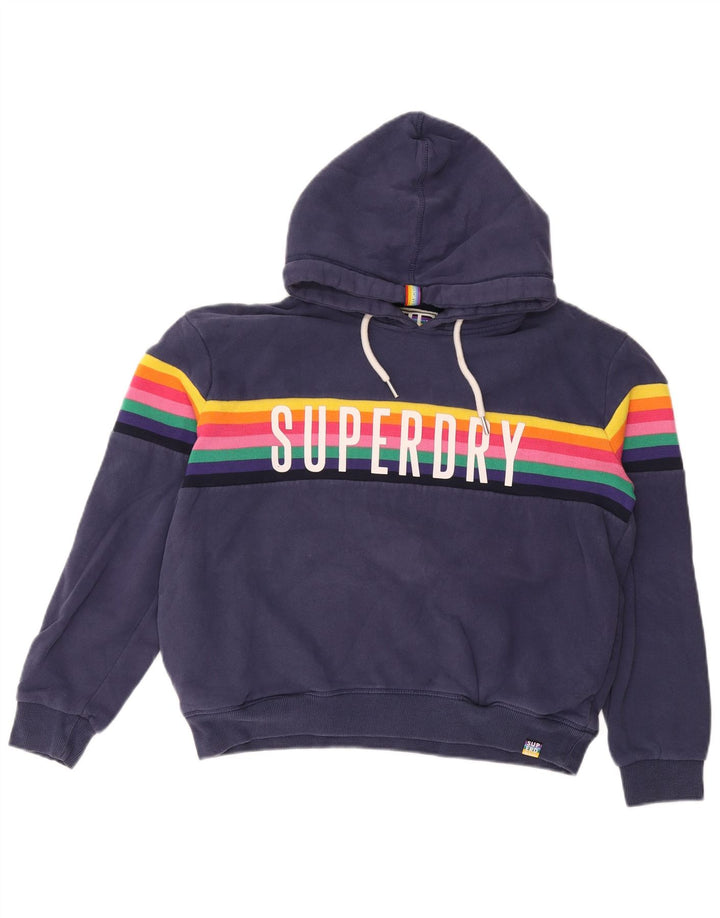 Superdry γυναικείο γραφικό φούτερ με κουκούλα UK 12 Βαμβακερό μεσαίο μπλε ναυτικό ριγέ