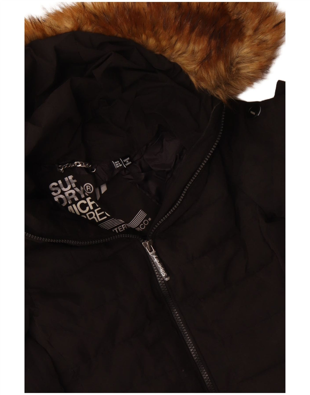 Superdry γυναικείο μπουφάν με κουκούλα UK 8 Μικρός Μαύρος Πολυεστέρας