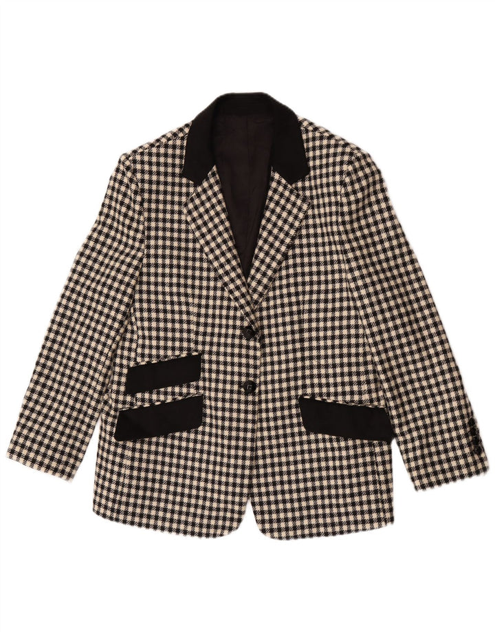 Vintage γυναικείο σακάκι με 2 κουμπιά Blazer UK 12 Medium Black Houndstooth