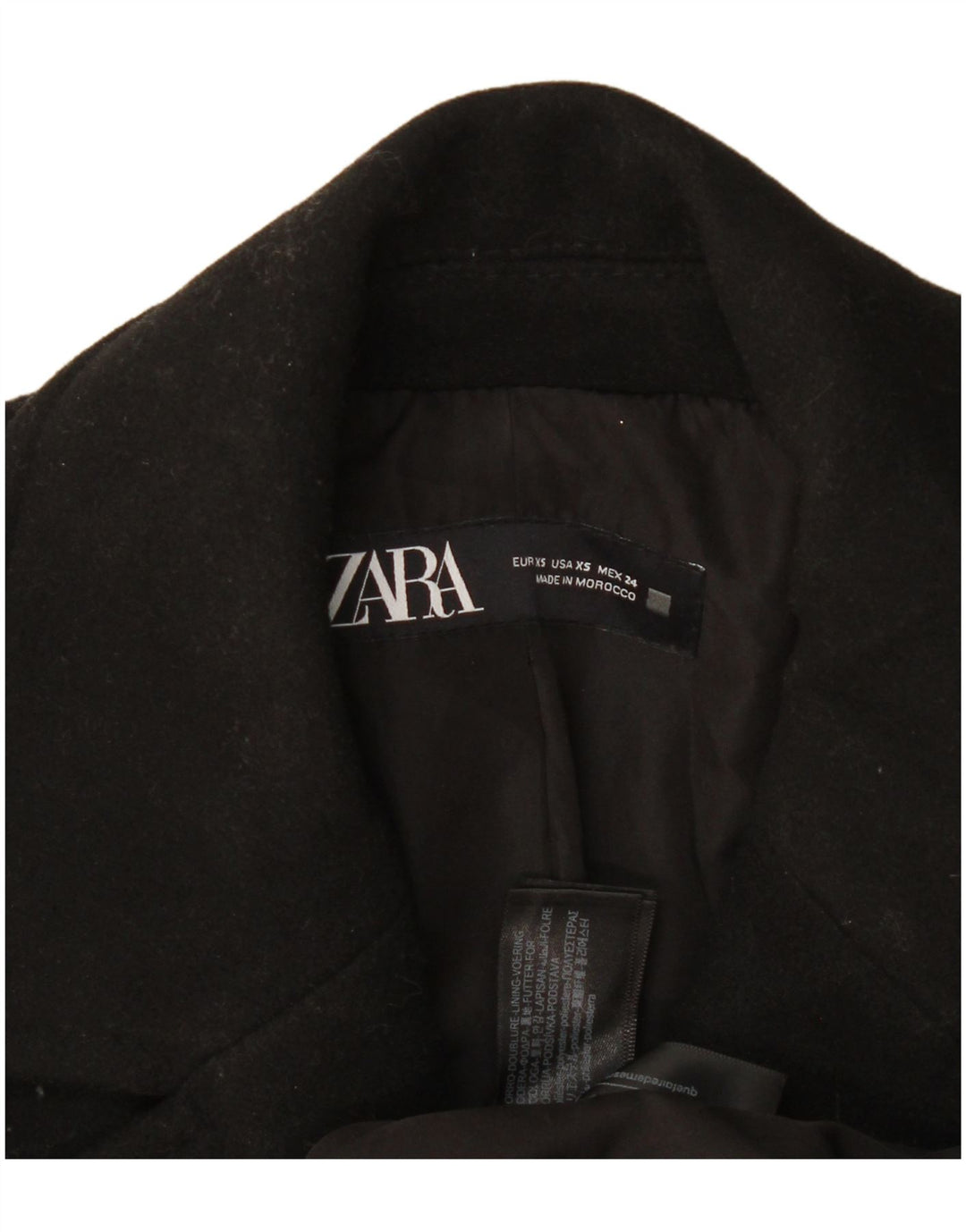 Zara Γυναικείο παλτό με διπλό στήθος UK 6 XS μαύρο πολυεστέρα