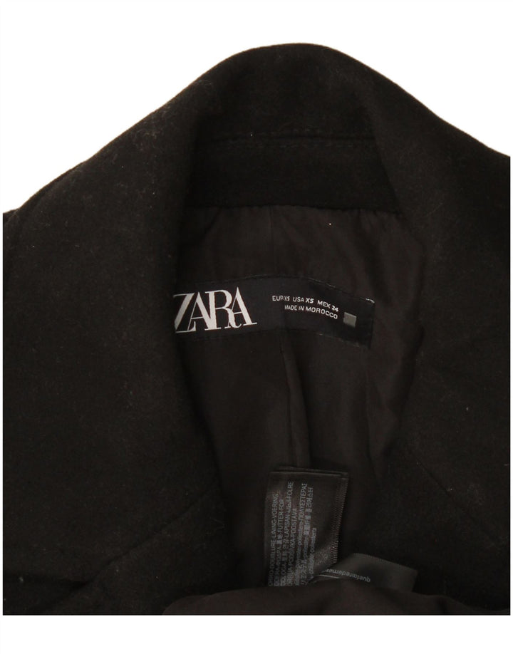 Zara Γυναικείο παλτό με διπλό στήθος UK 6 XS μαύρο πολυεστέρα
