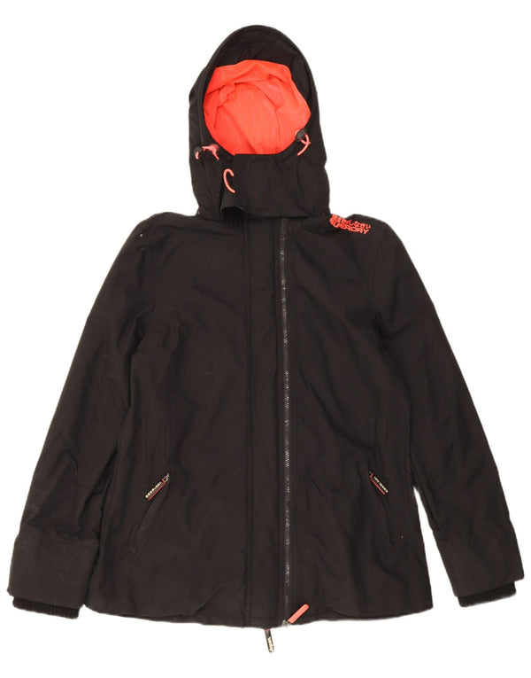 Superdry Womens The Windmac Graphic Windbreaker Jacket UK 16 Large Black