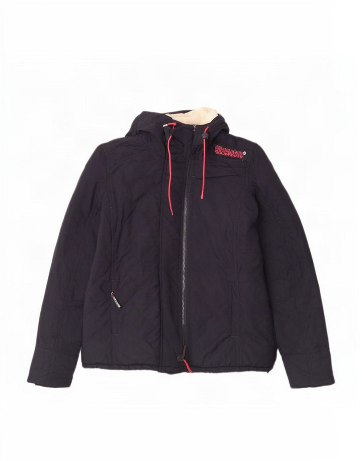 Superdry γυναικείο καπιτονέ μπουφάν με κουκούλα UK 14 Μεγάλο Navy Blue
