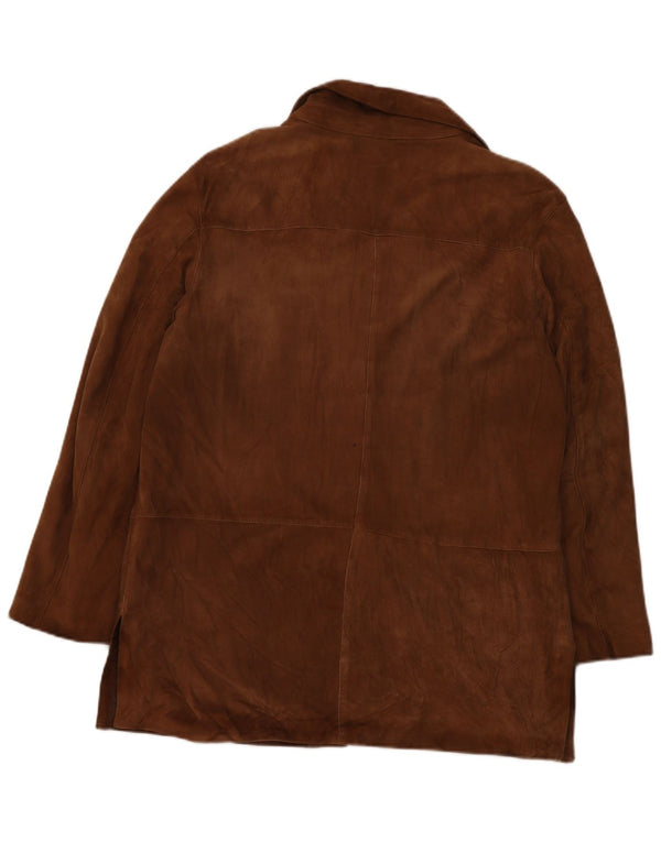 Vintage γυναικείο τζάκετ σουέντ 3 κουμπιών IT 50 XL καφέ δέρμα