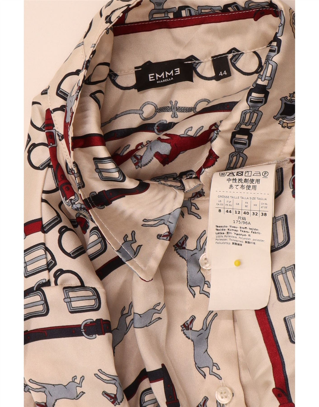 Marella Γυναικείο πουκάμισο EMME UK 12 Medium Beige Geometric Polyester