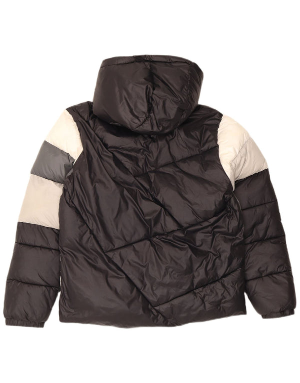 Emporio Armani Mens Hooded Padded Jacket UK 40 Large Black Colourblock