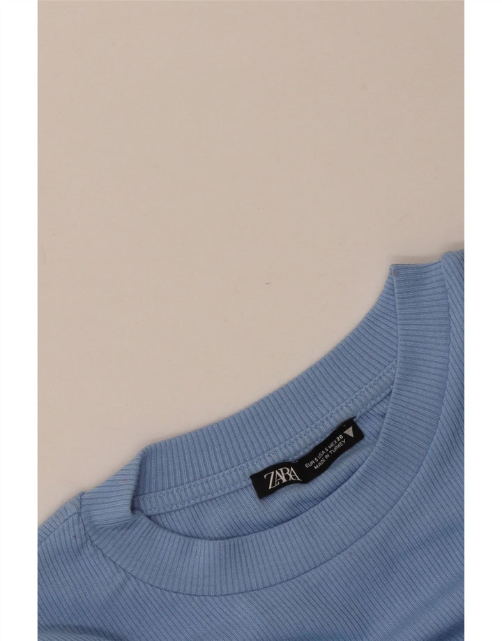 Γυναικεία Zara Crop μακρυμάνικη μπλούζα τοπ UK 8 Small Blue