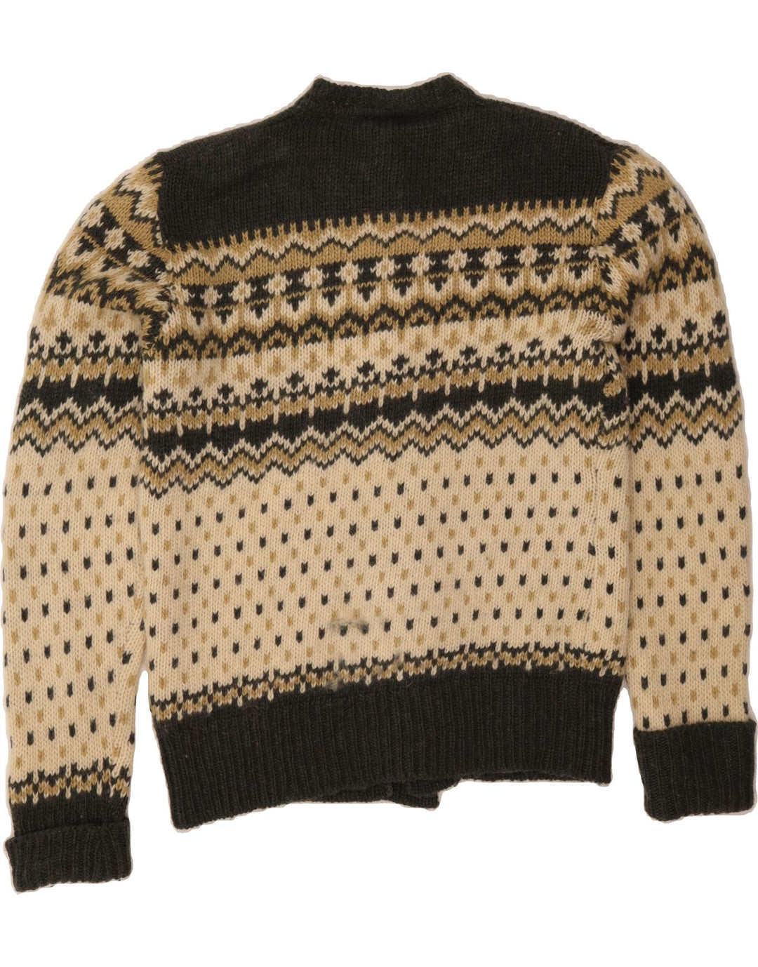 Ανδρικό πουλόβερ C&A Cardigan IT 52/54 Large Khaki Fair Isle Wool