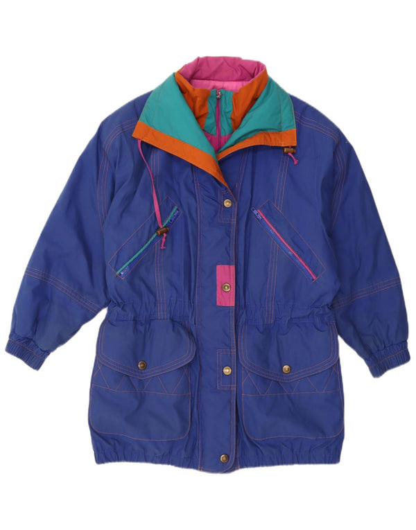 London Fog Γυναικείο παλτό υπερμεγέθη ανεμοφράκτη UK 10 Small Blue Colourblock