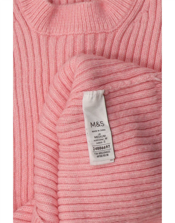 Marks & Spencer Γυναικείο πουλόβερ με λαιμόκοψη UK 14 Medium Pink Polyester