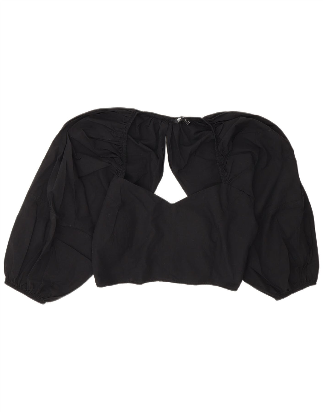 Zara Γυναικεία Μπλούζα Crop Top UK 14 Large Black