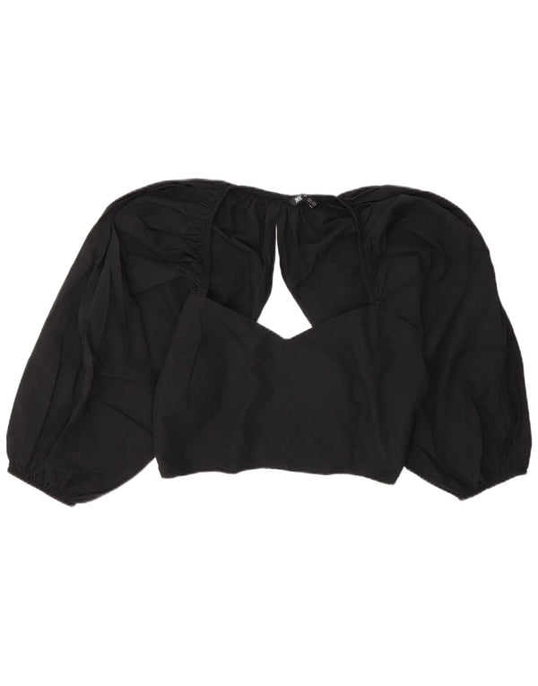 Zara Γυναικεία Μπλούζα Crop Top UK 14 Large Black