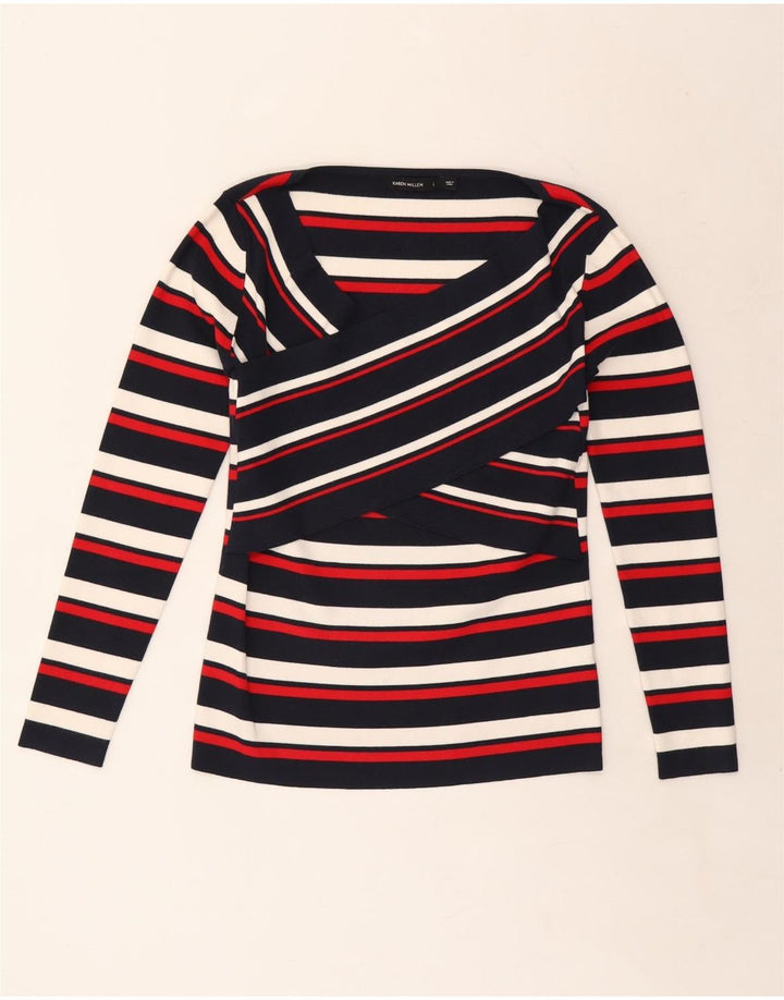 KAREN MILLEN Γυναικείο μακρυμάνικο μπλουζάκι UK 14 Μεγάλο πολύχρωμο ριγέ