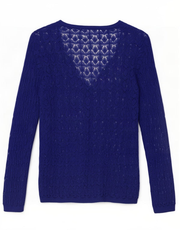 Zara Γυναικείο πουλόβερ 3/4 με μανίκια oversized ζακέτα UK 10 Small μπλε ακρυλικό