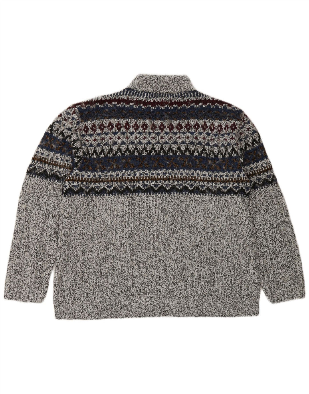Ανδρικό πουλόβερ Canda με φερμουάρ, μεσαίο γκρι Fair Isle Acrylic