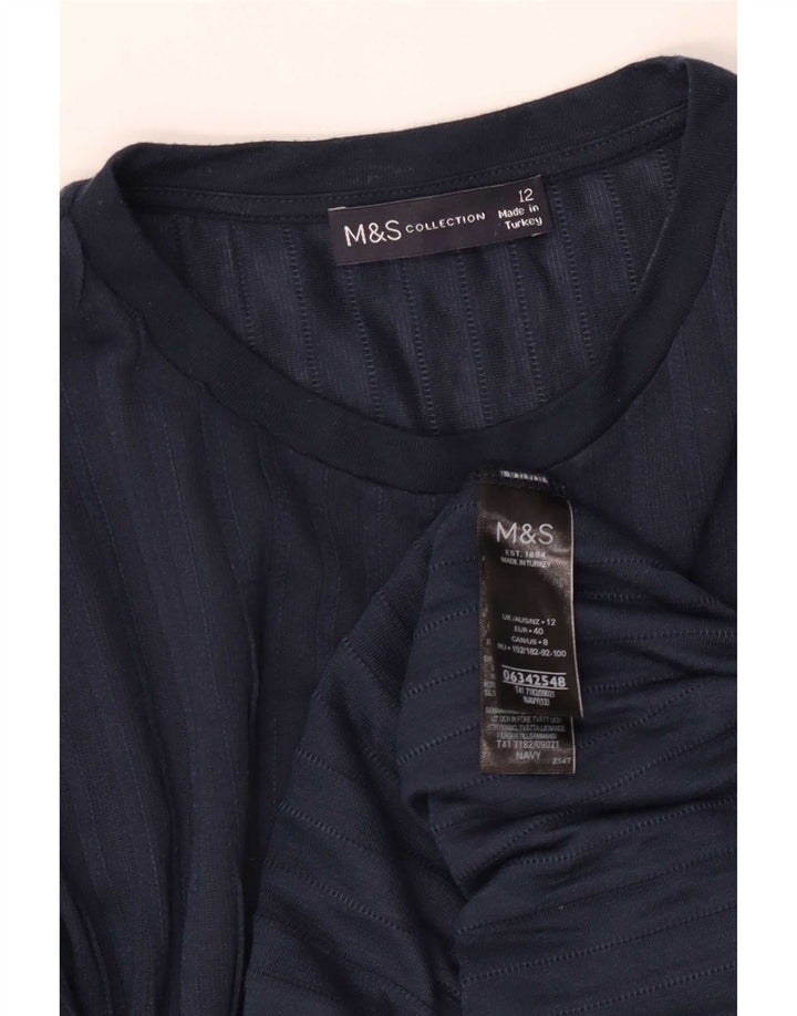 Marks & Spencer Γυναικείο τοπ μακρυμάνικο UK 12 Medium Navy Blue Polyester