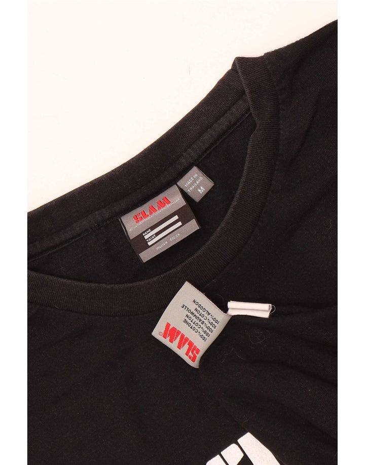 Slam Ανδρικό γραφικό T-Shirt Top Μεσαίο μαύρο βαμβακερό